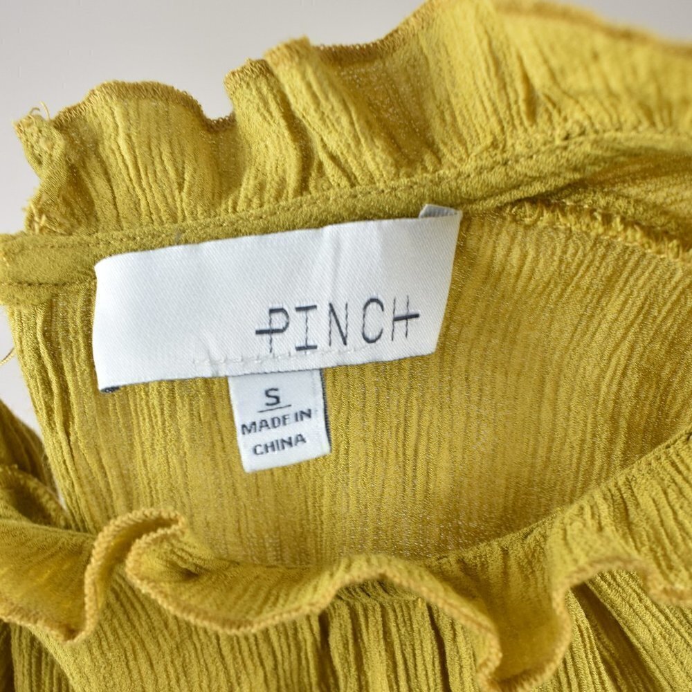 PINCH Ruffle Textured Sleeveless Yellow Dress S - Picture 8 of 8